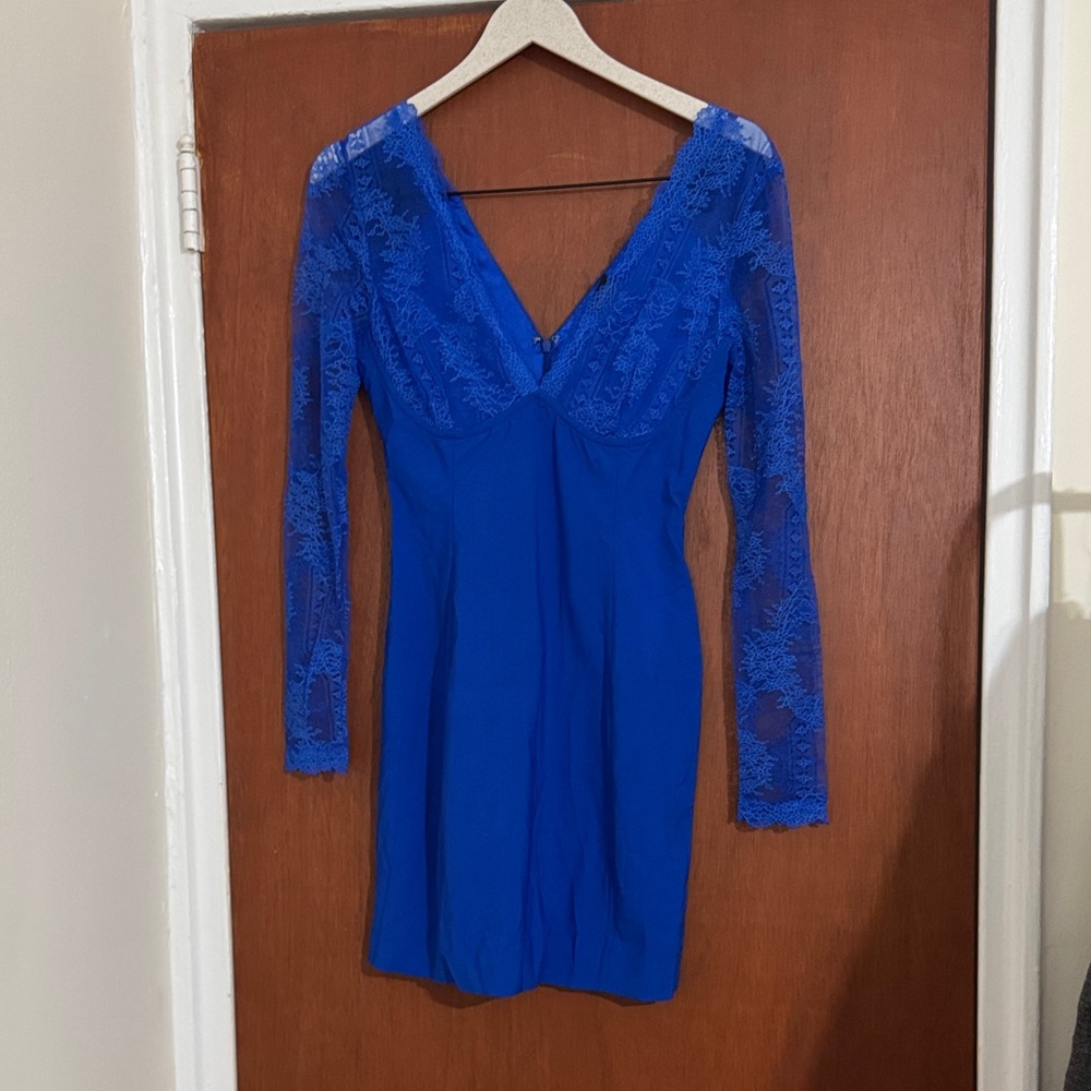 La Perla Royal Blue Lace Long Sleeve Dress